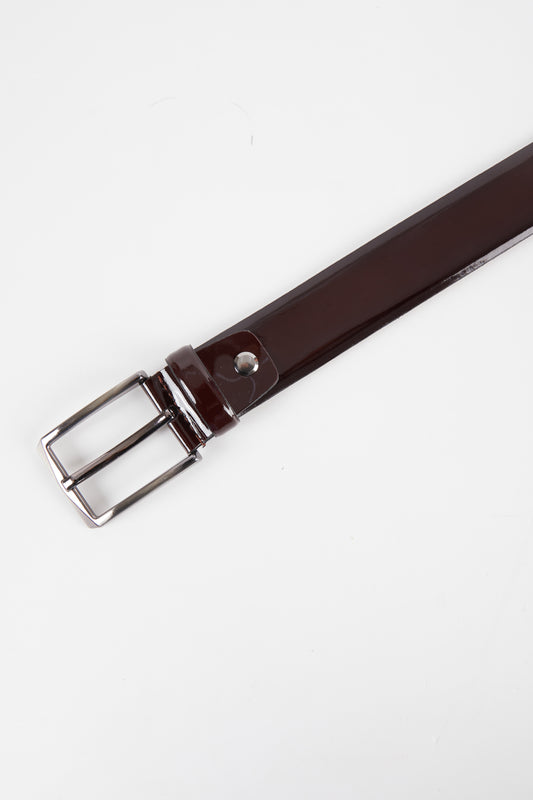 Men's Patent Leather Belt Brown