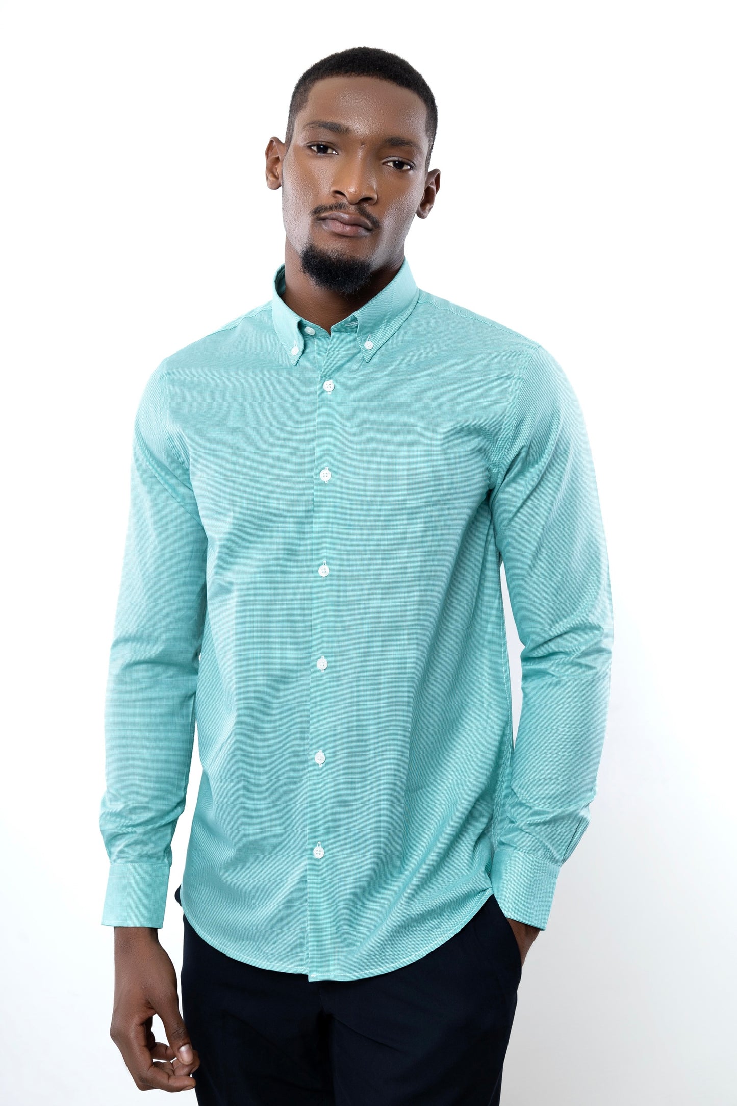 Easy Cared Textured Mint Green Shirt