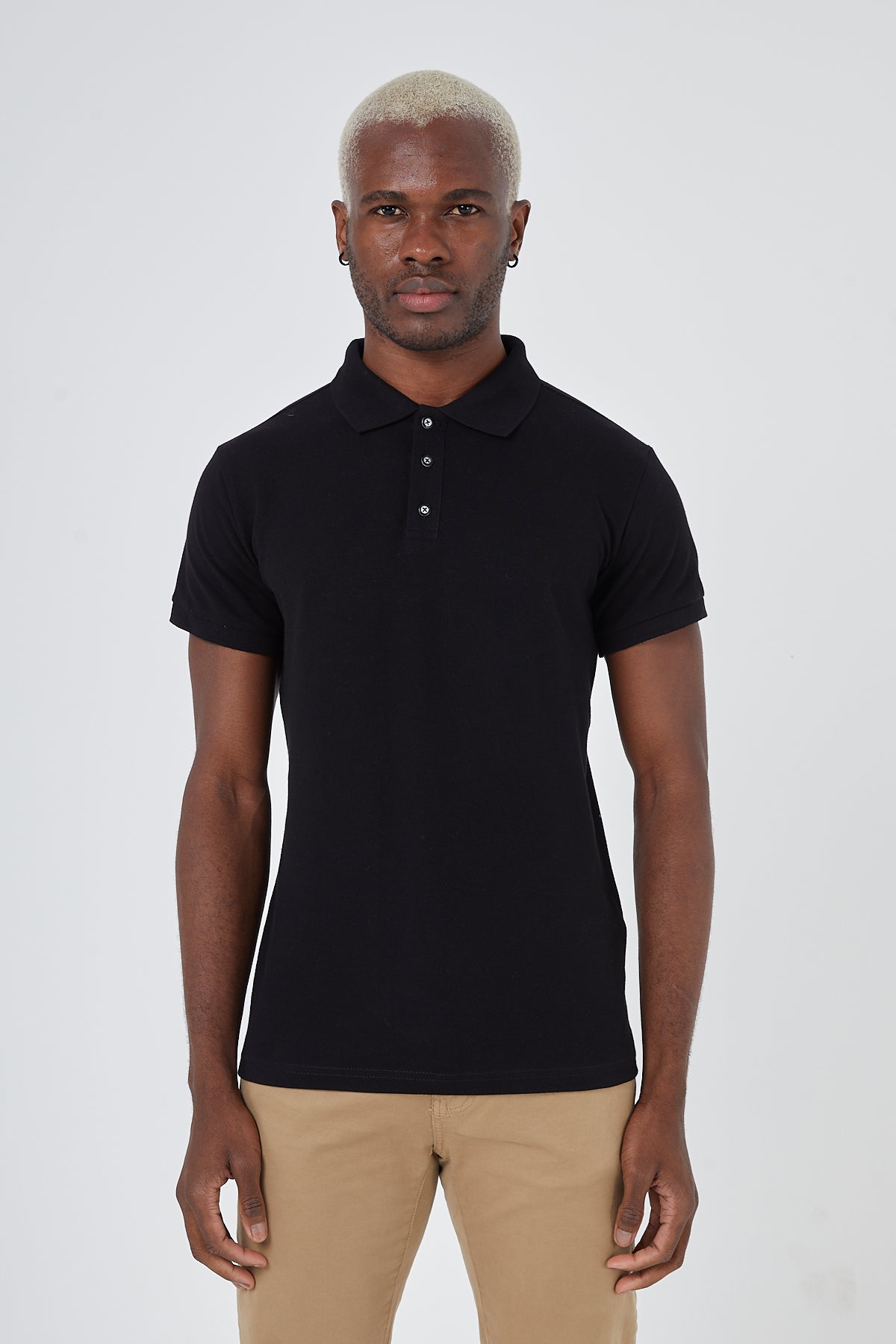 Black Men’s Polo Neck T-Shirt