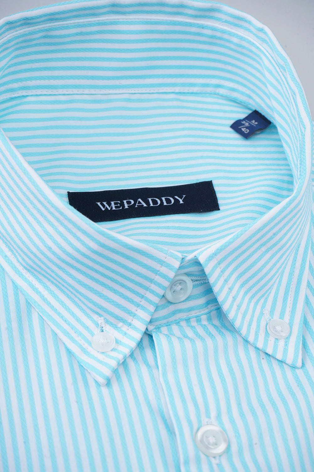 Sea Blue And White Striped Shirt